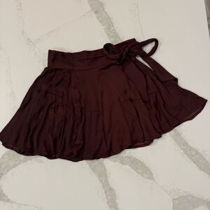 Free People Sateen Mini Wrap Skirt Women’s Small Chocolate Brown Bohemian Indie